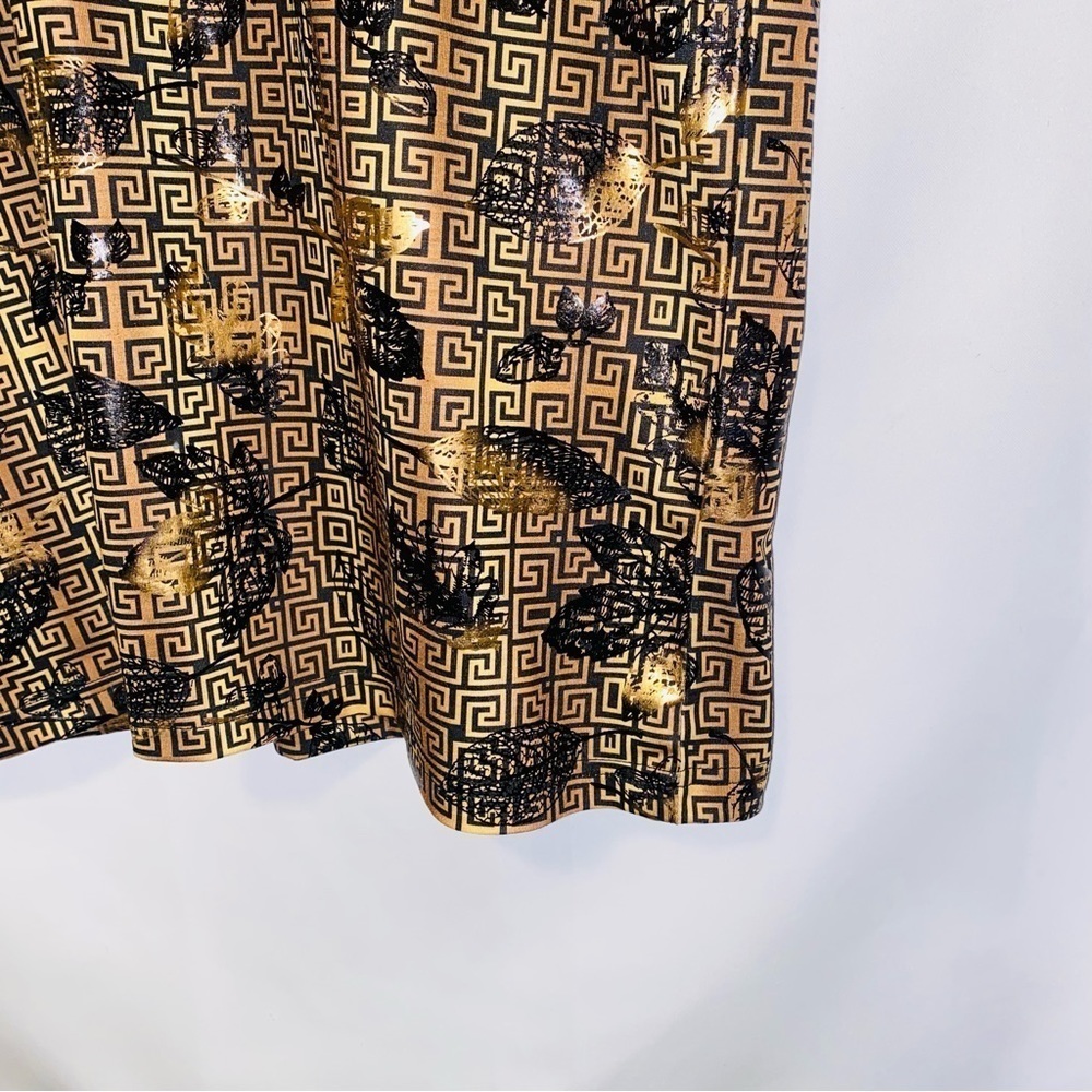 NWT Suslo Couture Gold & Black Luxury Printed Shortsleeve Polo Size Large - Picture 6 of 9